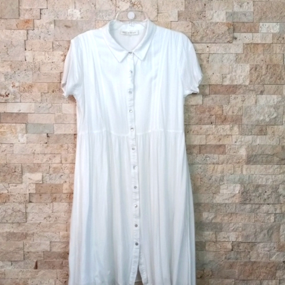 Brass & Roe Fit and Flare Women's White Collar Lined Lightweight Sz L